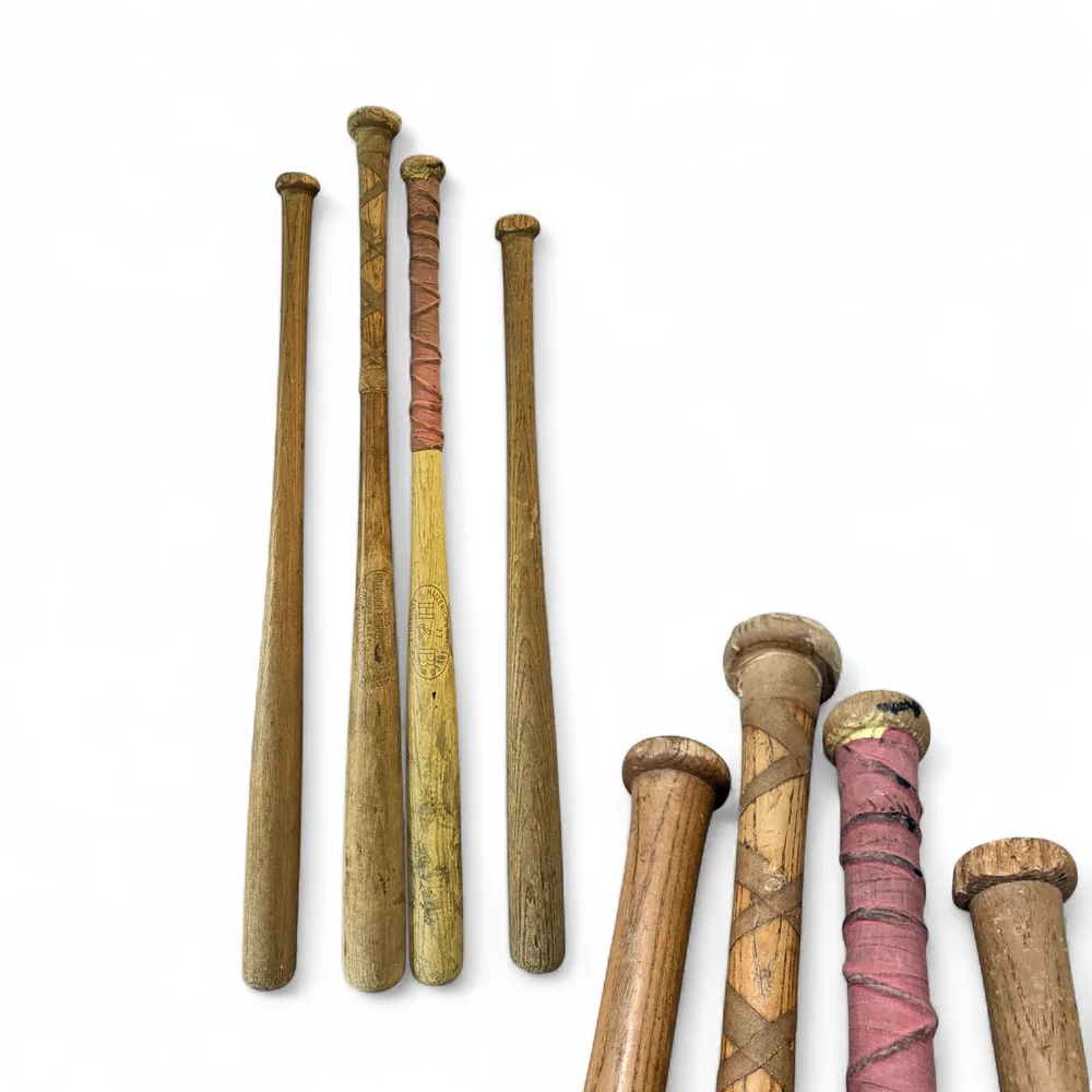 Set of 4 Vintage Wooden Baseball Bats - H&B, Hillerich Bradsby